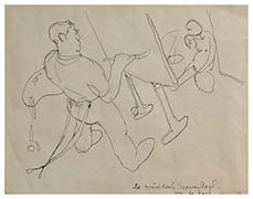 The President seen working from above. 
A drawing by Jules Pascin 1906